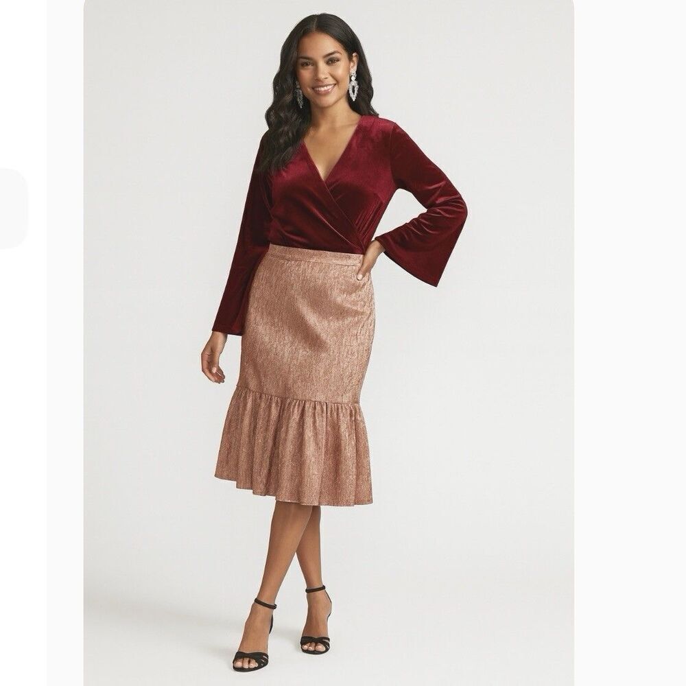J.Crew Collection Rose Gold Fluted Skirt  Size 2 NEW Holiday Party